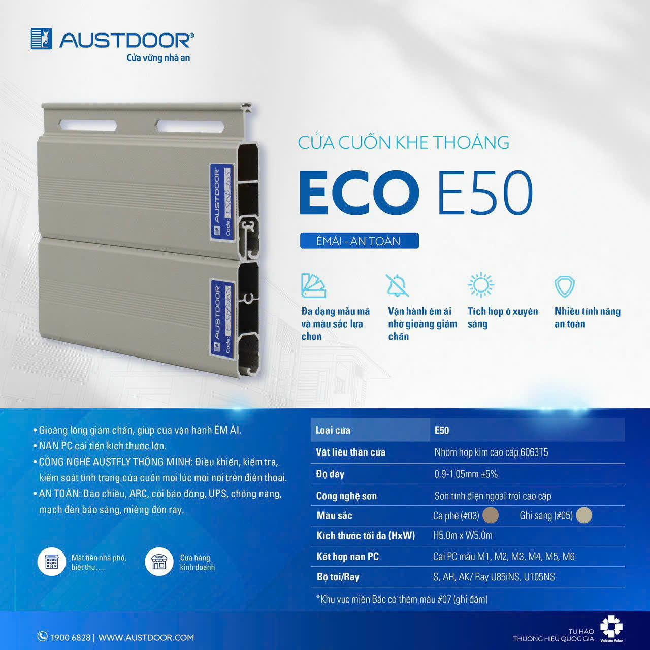 Cửa Cuốn Austdoor E50i Siêu Êm 2 Chiều